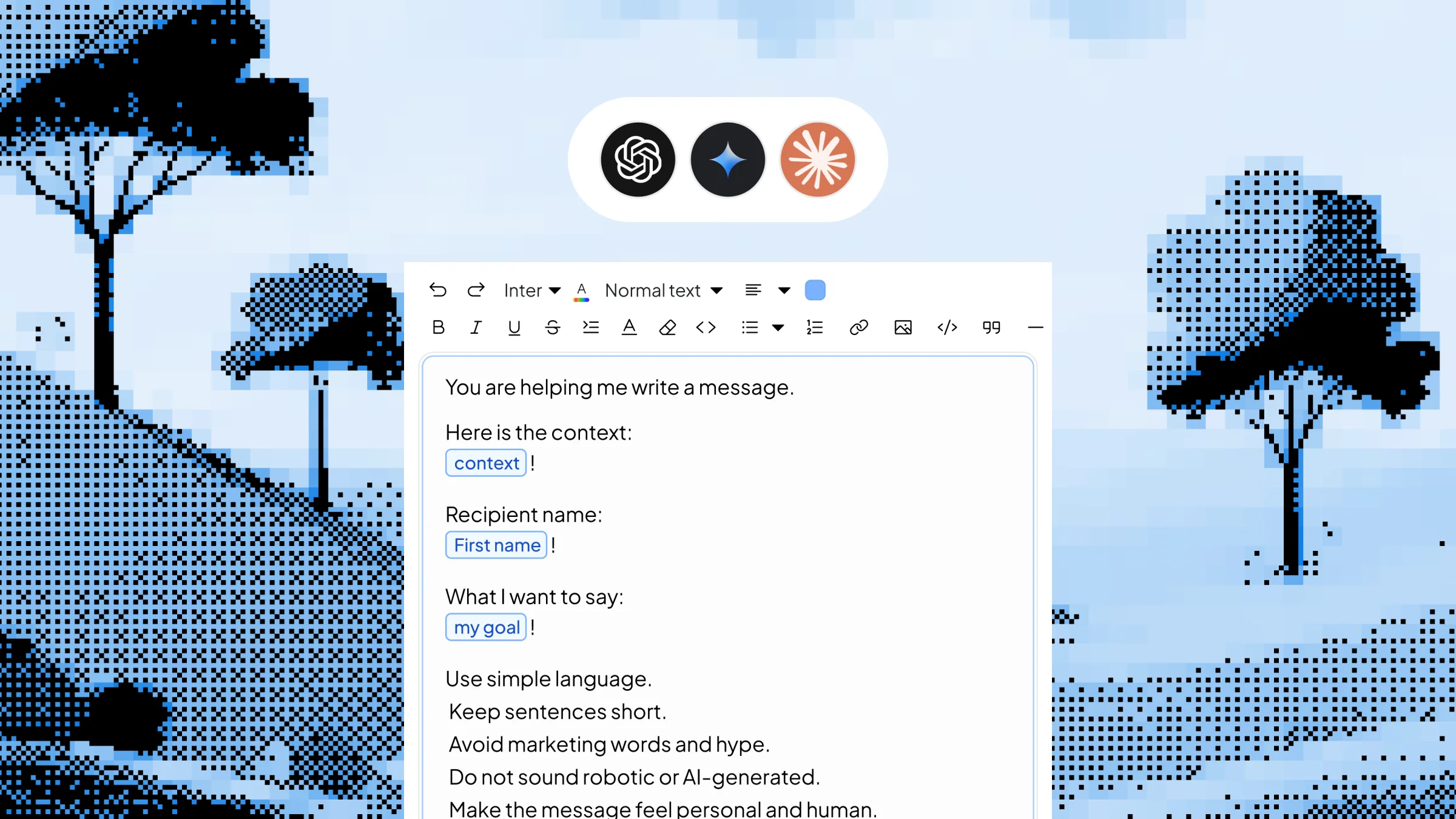 Slashit generating AI content from a saved prompt template